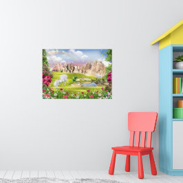 Póster Reino Mágico del Unicornio – Paisaje de Castillo d