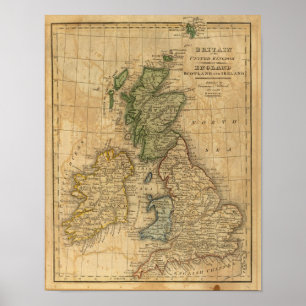 Póster Reino Unido de Inglaterra, de Escocia y de Irlanda