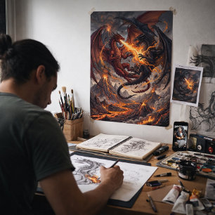 Póster Reinos míticos Choque de Dragones