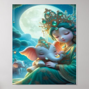Póster Reinos paralelos, diosa bebé y elefante bebé