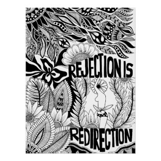 Póster Rejection– Monochrome Floral Hand-Drawn Art