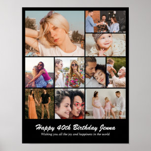 Póster Rejilla de Collage de Fotos Personalizadas 10 Foto