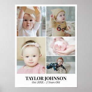 Póster Rejilla de collage de fotos personalizadas 5 fotos
