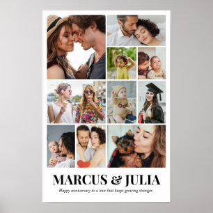 Póster Rejilla de collage de fotos personalizado 10 fotos