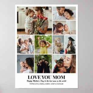 Póster Rejilla de collage de fotos personalizado 10 fotos