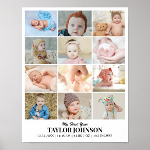 Póster Rejilla de Collage de Fotos Personalizado 12 Fotos