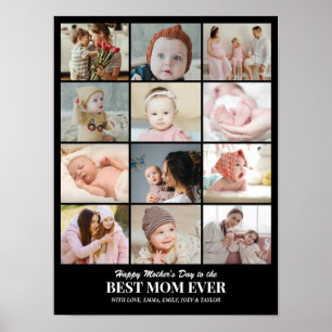 Póster Rejilla de collage de fotos personalizado 12 imáge