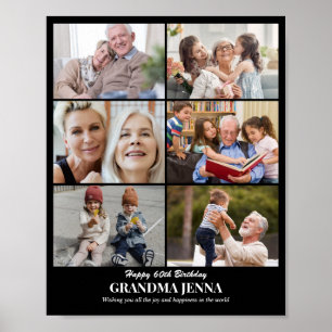 Póster Rejilla de collage de fotos personalizado 6 fotos