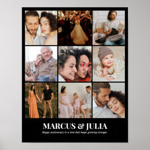 Póster Rejilla de collage de fotos personalizado 9 fotos