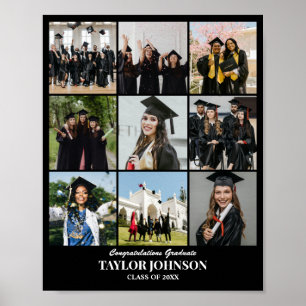 Póster Rejilla de collage de fotos personalizado 9 fotos 