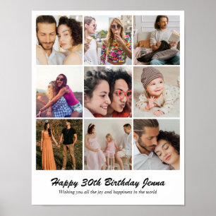 Póster Rejilla de collage de fotos personalizado 9 fotos