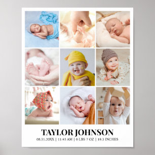 Póster Rejilla de collage de fotos personalizado 9 fotos