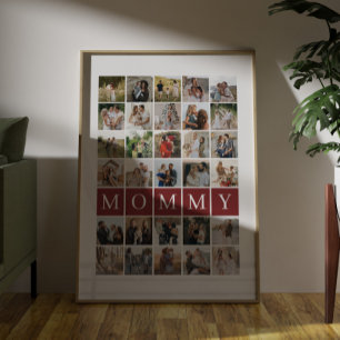 Póster Rejilla de mamá Collage de 30 fotos Recuerdo famil