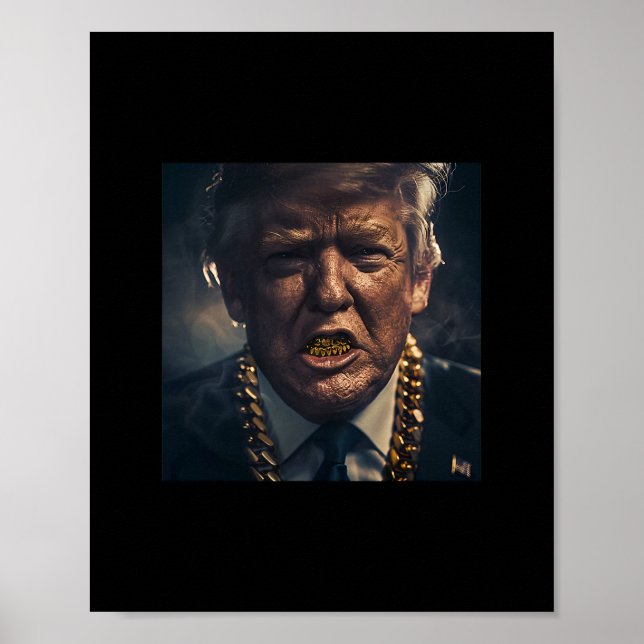 Póster Rejilla de oro de Donald Trump (Frente)