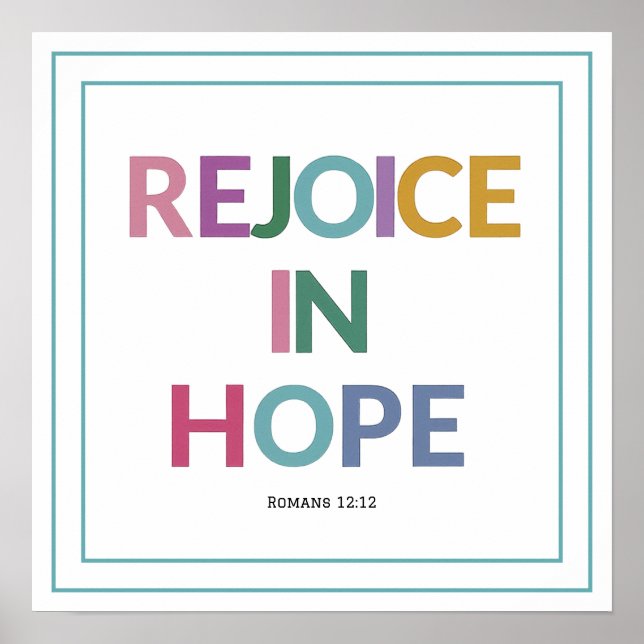 Póster Rejoice In Hope Bible Verse Christian Minimalist (Frente)