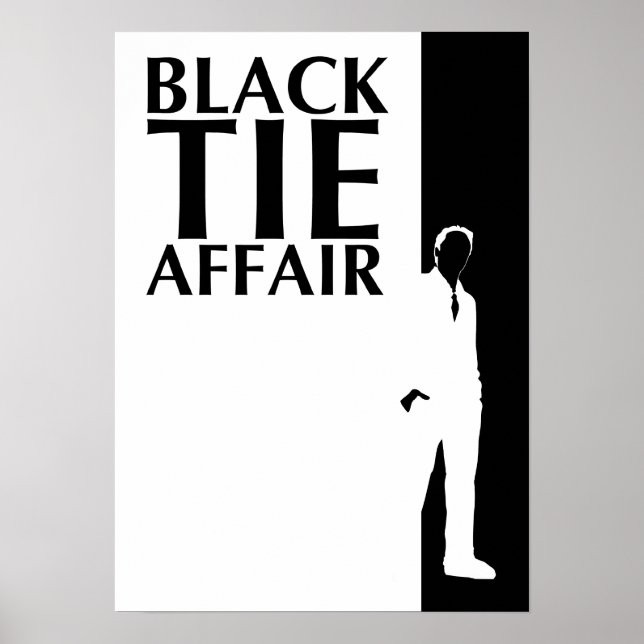 Póster relación de corbata negra: silueta seria (Frente)