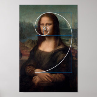 Póster Relación de oro espiral de Mona Lisa Fibonacci