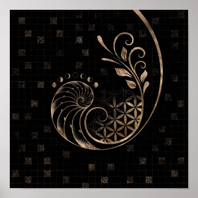 Póster Relación de oro - Ornamento de geometría sagrada (Frente)