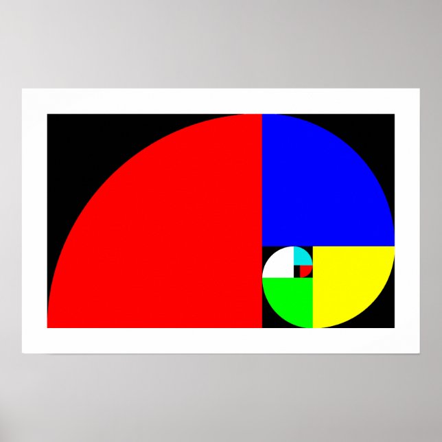 Póster Relación dorada, espiral fibonacci (Frente)