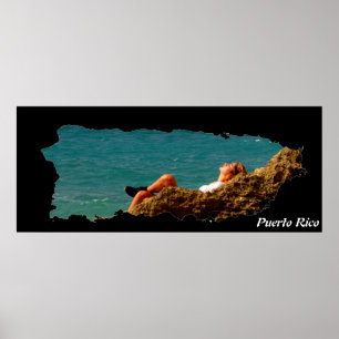 Póster Relajación del mapa de la isla de Puerto Rico