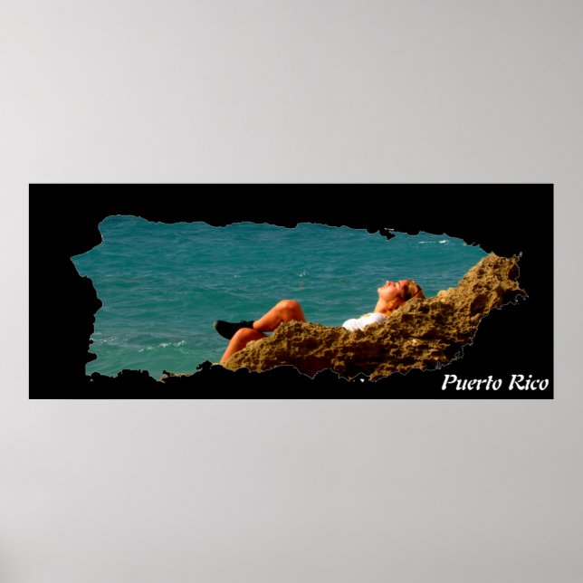 Póster Relajación del mapa de la isla de Puerto Rico (Frente)