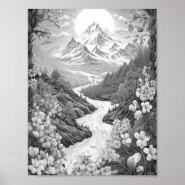 Póster Relajación del Poster de coloreado paisajístico