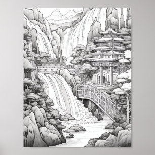 Póster Relajación del Poster de coloreado paisajístico
