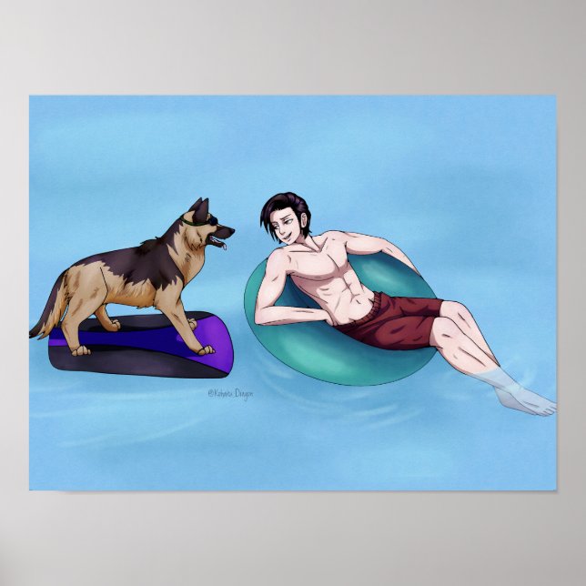Póster Relajación en la piscina (Frente)