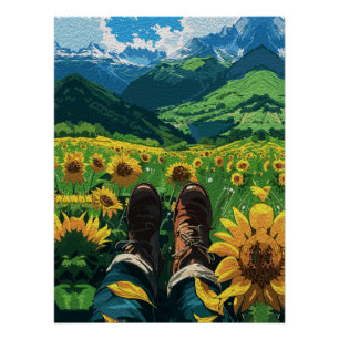 Póster Relajándose en el Paraíso de los Girasoles
