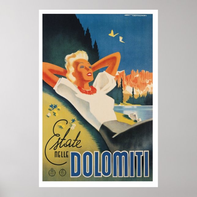 Póster Relajándose en los Alpes Dolomitas (Frente)