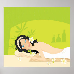 Póster Relajante Spa Zen Mujer Bienestar Tropical