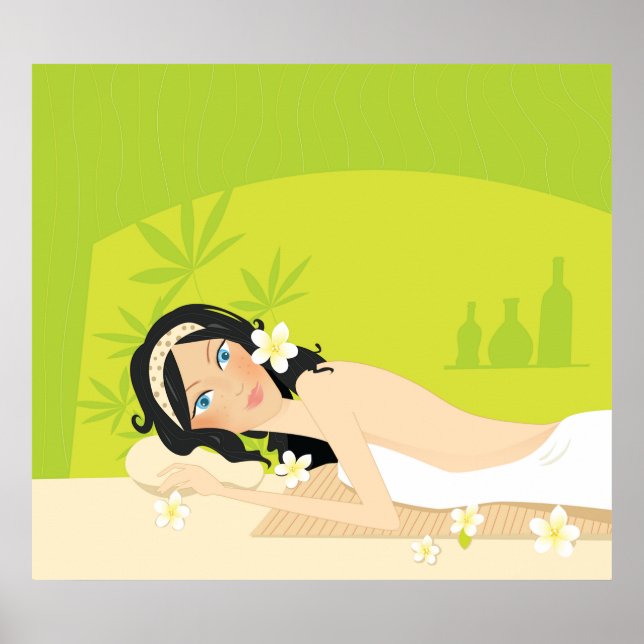 Póster Relajante Spa Zen Mujer Bienestar Tropical (Frente)