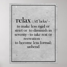 Póster Relajar definición para recordarle a alguien