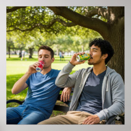 Póster Relajarse en un banco del parque