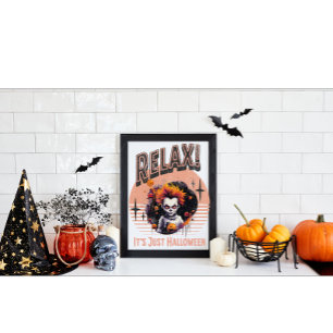 Póster Relájate Es Solo Halloween Payaso Niño Espeluznant