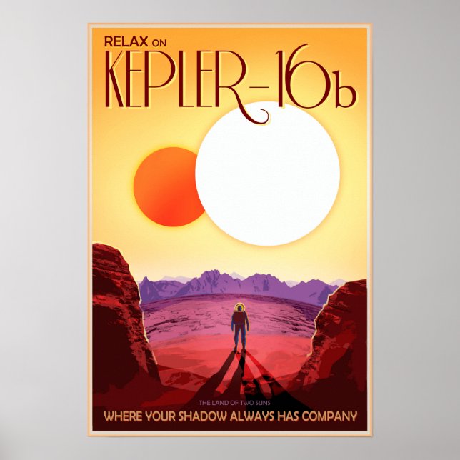 Póster Relájese en KEPLER-16b Dos Suns NASA JPL Viaje esp (Frente)