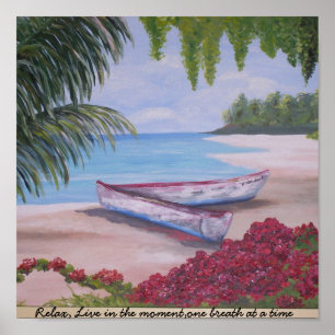 Póster Relájese, viva en el momento, una respiración en…