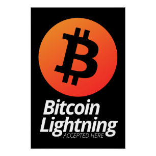 Póster Relámpago de Bitcoin aceptado aquí