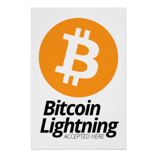 Póster Relámpago de Bitcoin aceptado aquí