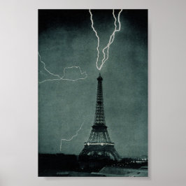 Póster Relámpago que impacta la Torre Eiffel