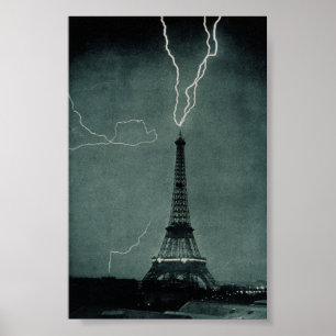 Póster Relámpago que impacta la Torre Eiffel