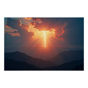 Póster Relámpagos al anochecer