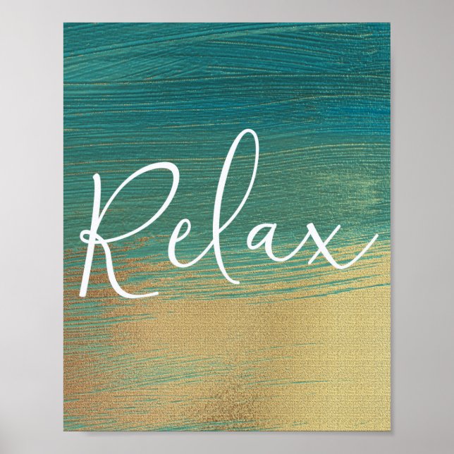 Póster Relax Green Gold Scripture Bathroom wall poster (Frente)