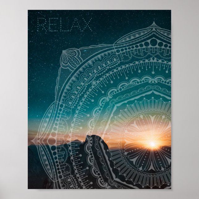 Póster Relax Mandala Overlay Starry Sky Sunset Photograph (Frente)