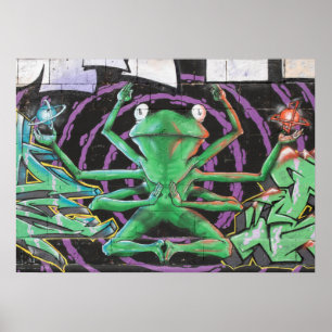 Póster Relaxed Frog With Eight Arms
