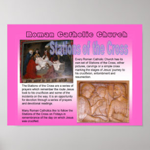 Póster Relgion, estaciones católicas de la cruz