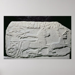 Póster Relief depicting a deer hunt