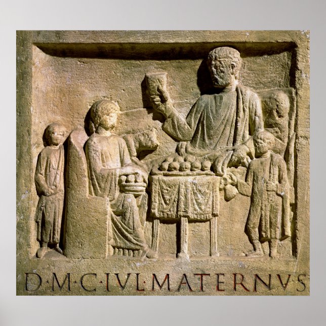 Póster Relief depicting a family meal (Frente)