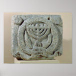 Póster Relief depicting a menorah<br><div class="desc">Jewish School's Relief depicting a menorah,  from Umm Qeis (Ancient Gadara) Jordan (basalt) located at the Louvre,  Paris,  France. The Relief depicting a menorah,  from Umm Qeis (Ancient Gadara) Jordan was created around the 6th century.</div>