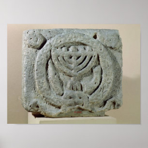 Póster Relief depicting a menorah